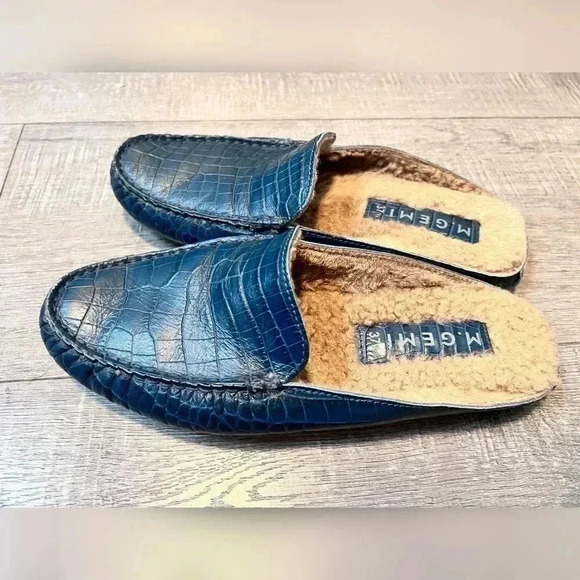 M. GEMI The Felize Shearling Mule - Navy Size 7.5 - Picture 1 of 8